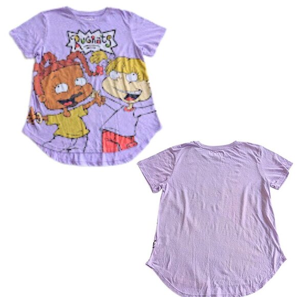 NICKELODEAN Rugrats Purple Fan Graphic T Juniors Size L/11-13 - Picture 1 of 3